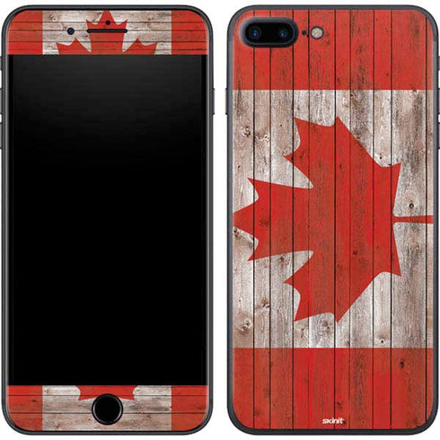 Canadian Flag Dark Wood iPhone 8 Plus Skin